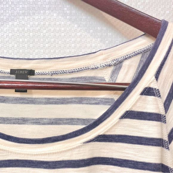 J Crew Long Sleeve Scoop Neck Striped Pullover Cotton Top XS 0-2 Blue/Cream - Picture 12 of 15